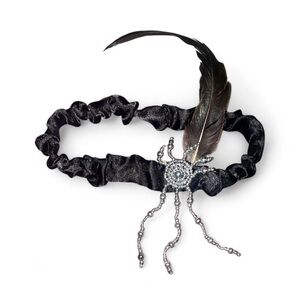 Satin Silk Black Feather Headband